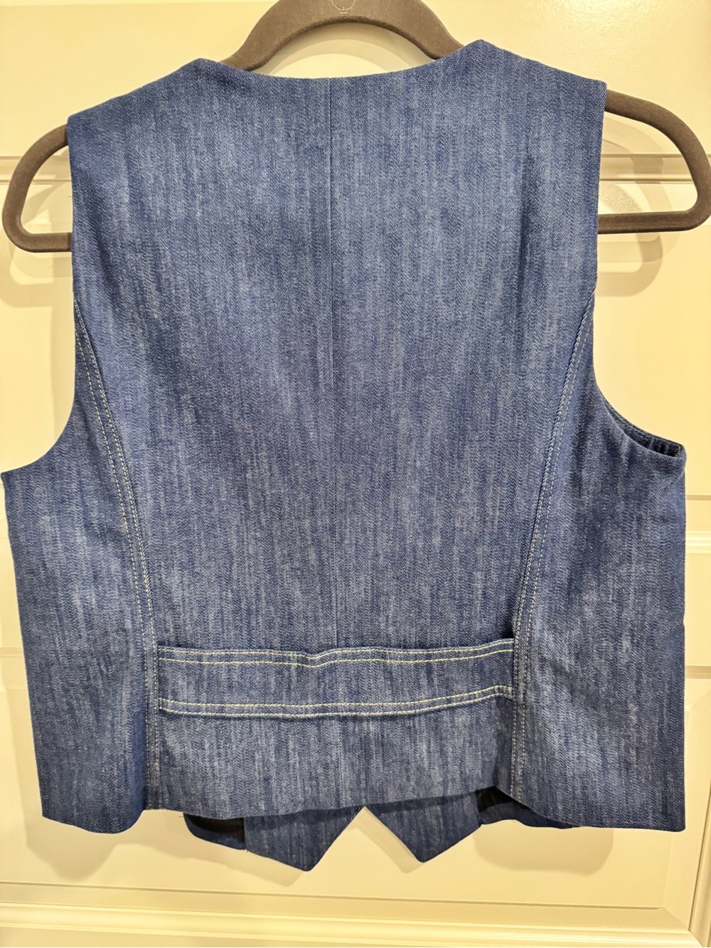 Talbots Blue Denim Vest with Gold Buttons - Picture 2 of 3